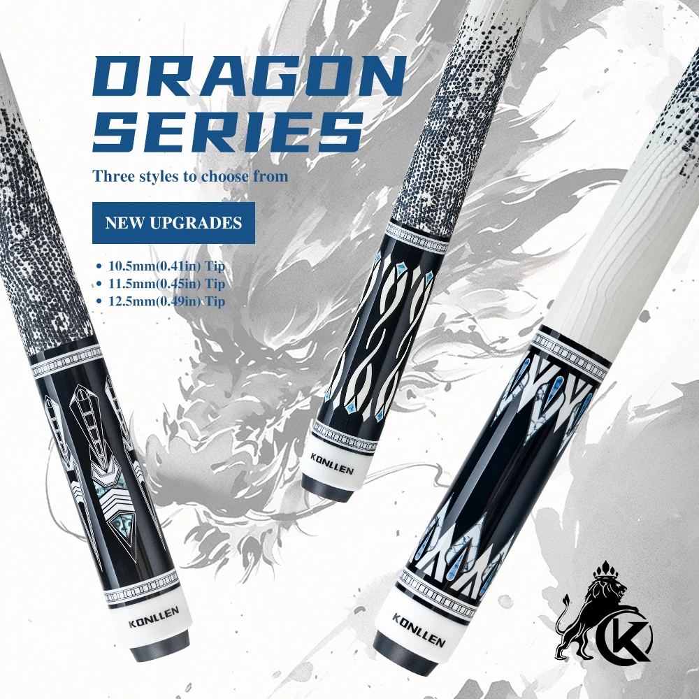 

KONLLEN Dragon Pool Cue Low Deflection Hard Maple Shaft 3/8*8 Joint Lizard Leather Wrap Extension Case Set ProfessioBilliard Cue