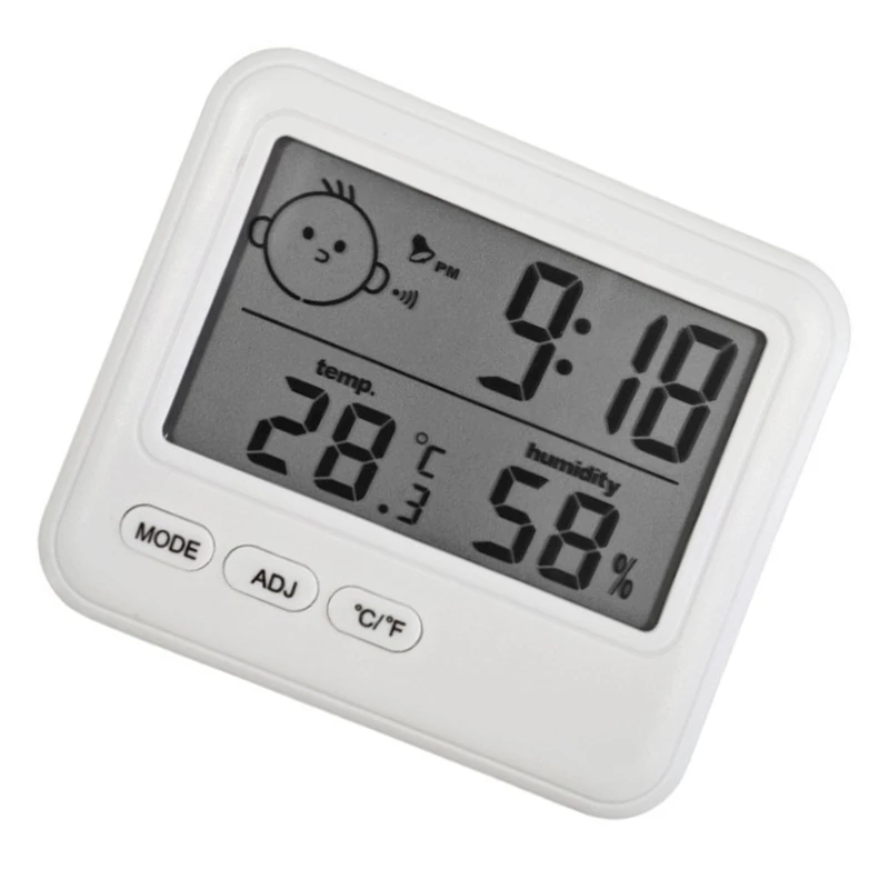 Digital Temperature and Hygrometer Guage for Home Use Featuring Large Display and Fun Smile Feedback