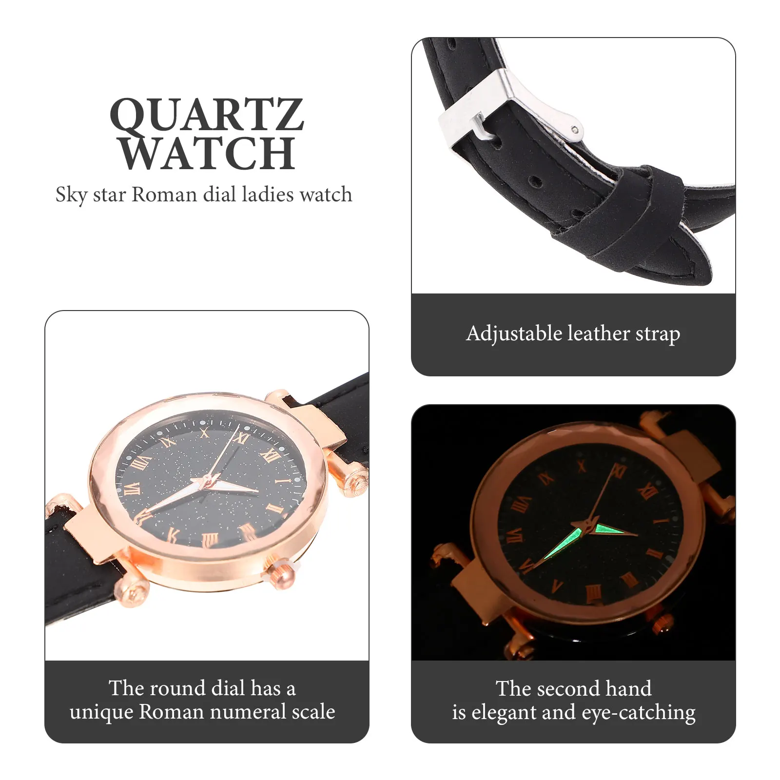 

Roman Dial Quartz Watch Women Wristwatch Adjustable Strap Casual Girls Timepiece Ladies Bracelet