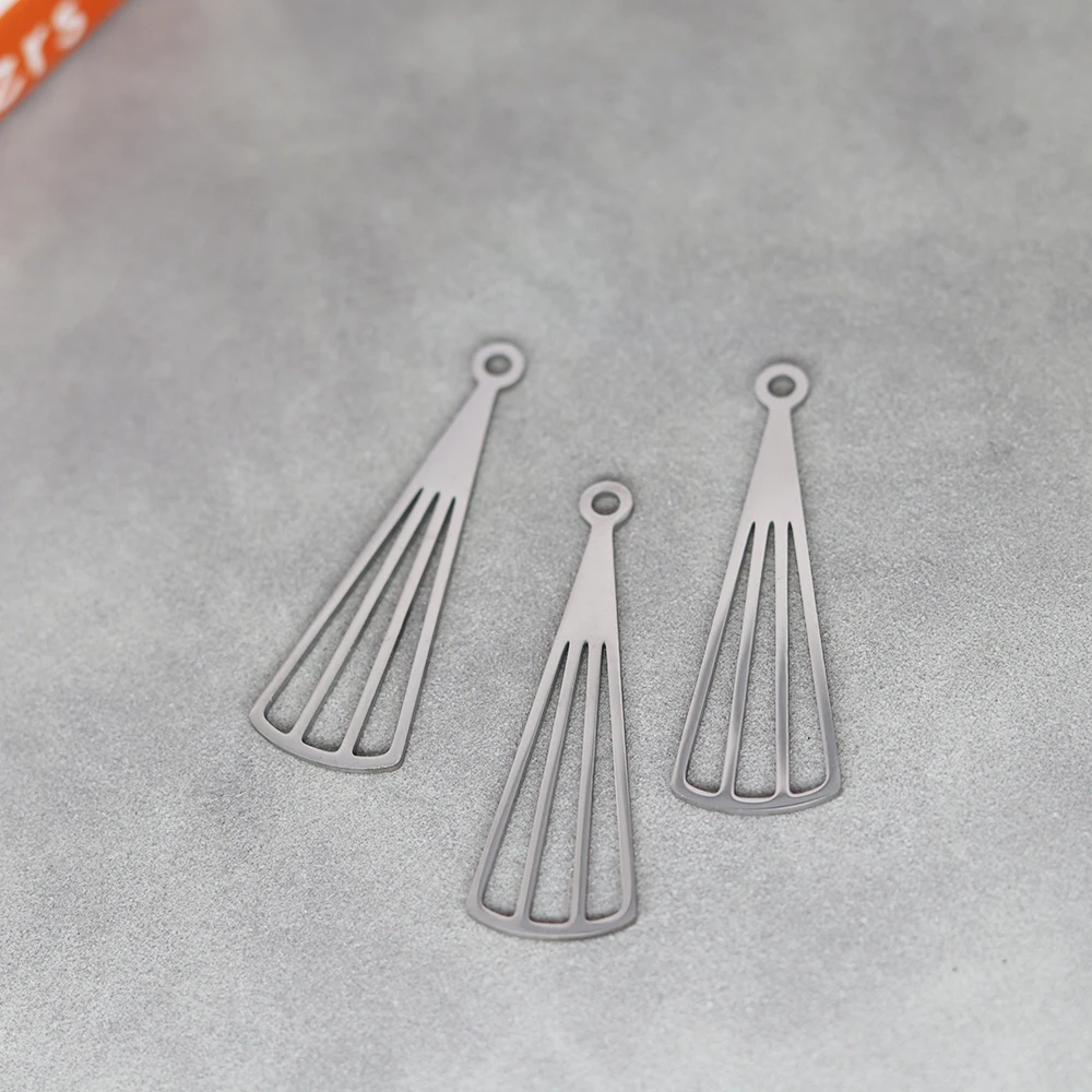 3pcs/Lot Stainless Steel Hollow Fans Shape Pendant Accessories For Jewelry Making Fashion Necklaces Bracelet
