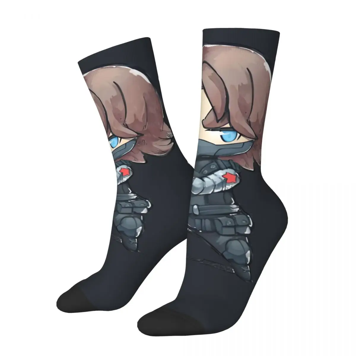 Retro Soldier Men's compression Socks Unisex Marvel Captain America The Winter Soldier Harajuku Seamless Printed Novelty Crew