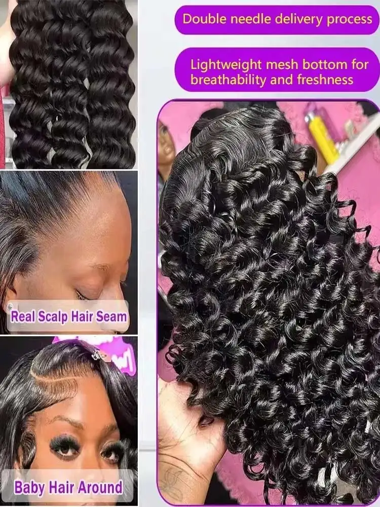250% Glueless Deep Curly Wave Wig Ready To Wear 5x5 HD Lace Closure Wig Pre Cut No Glue 13x4 13x6 Deep Wave Lace Froontal Human Hair Wigs Women
