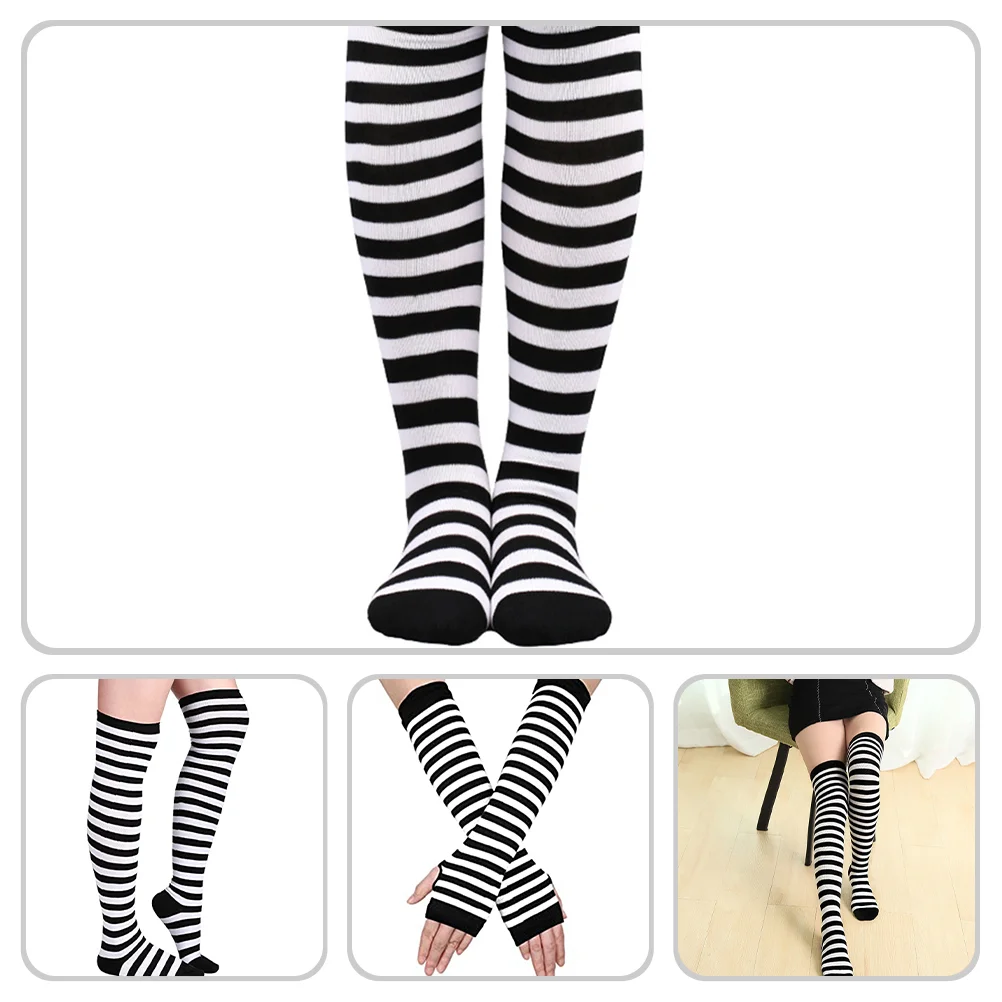 Striped Glove Fashionable High Windproof Leg Warmers Winter Items Light Socks Polyester and Spandex Cotton