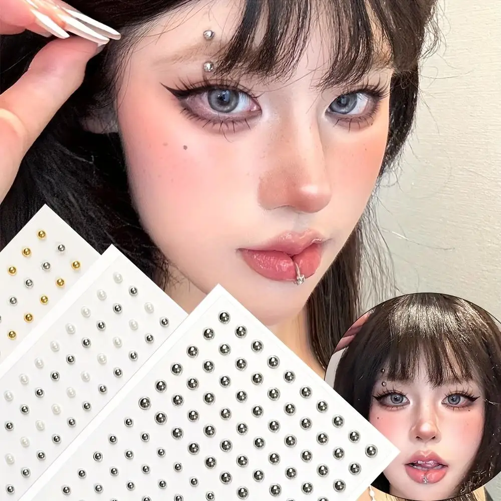 Eyebrow & Lip Piercing Jewelry - Edgy Gothic Makeup with Sparkling Rhinestones, Long-Lasting Facial Piercing
