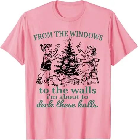 من النوافذ إلى الجدران أنا عن سطح السفينة هذه القاعات تي شيرت Y2k عيد الميلاد زي الجدة هدية الأسرة عيد الميلاد قائلا المحملة #3