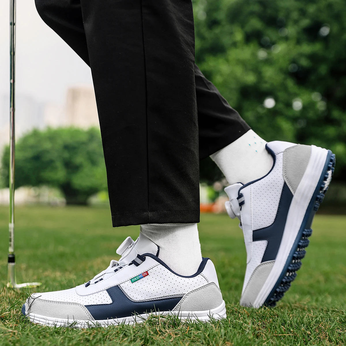 Unisex-Golfschuhe ohne Spikes, wasserdicht, rutschfeste Gummisohle, atmungsaktive, gepolsterte Sneaker für Golfplatz- und Outdoor-Training – Detail 5