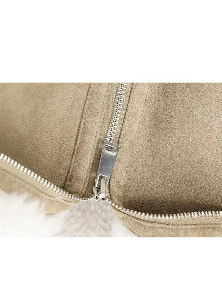 

HH женская зимняя новая простая универсальная двусторонняя куртка женская уличная повседневная флисовая куртка с резьбой по подолу и карманами на молнии Mujer