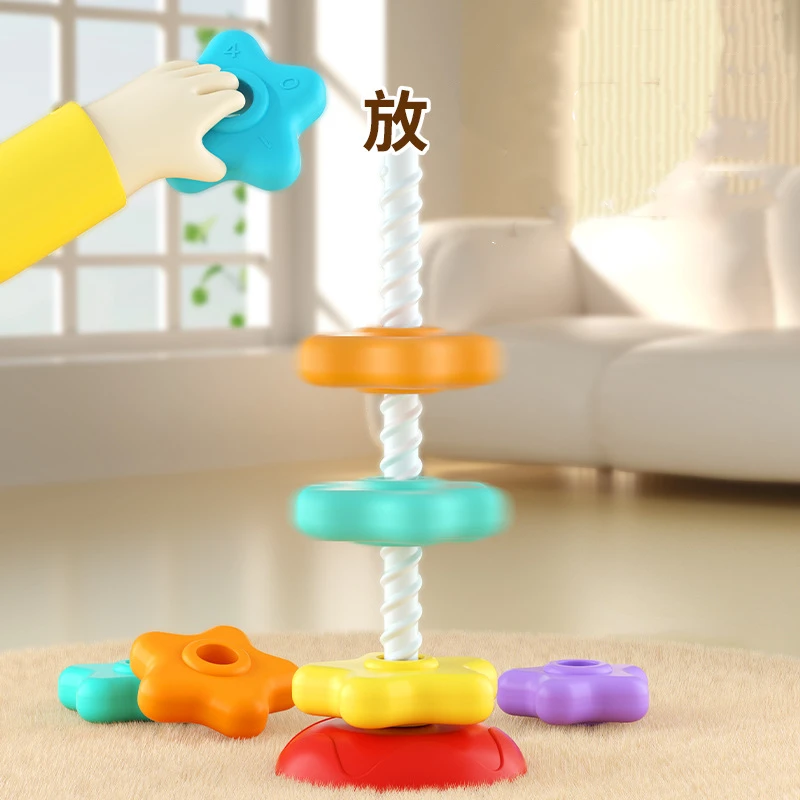 Brinquedo de empilhamento de aninhamento de arco-íris – Anéis de torre musicais para bebês de 1 a 3 anos, quebra-cabeça de aprendizagem precoce montessori e brinquedo infantil sensorial