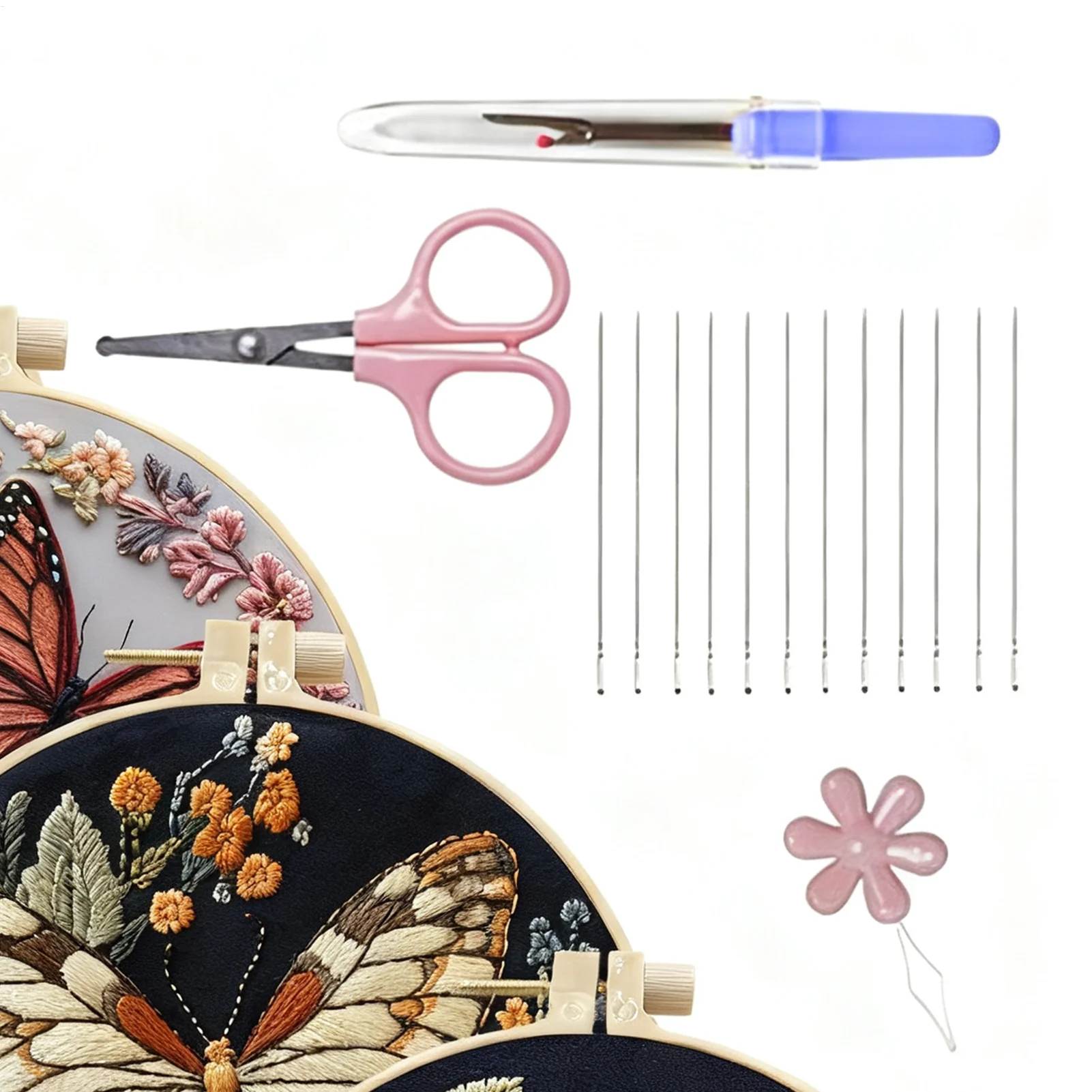 Embroidery Kit Butterfly Colorful Ornament Embroidery Projects For School Project Learning Entertainment Practice Learn Men