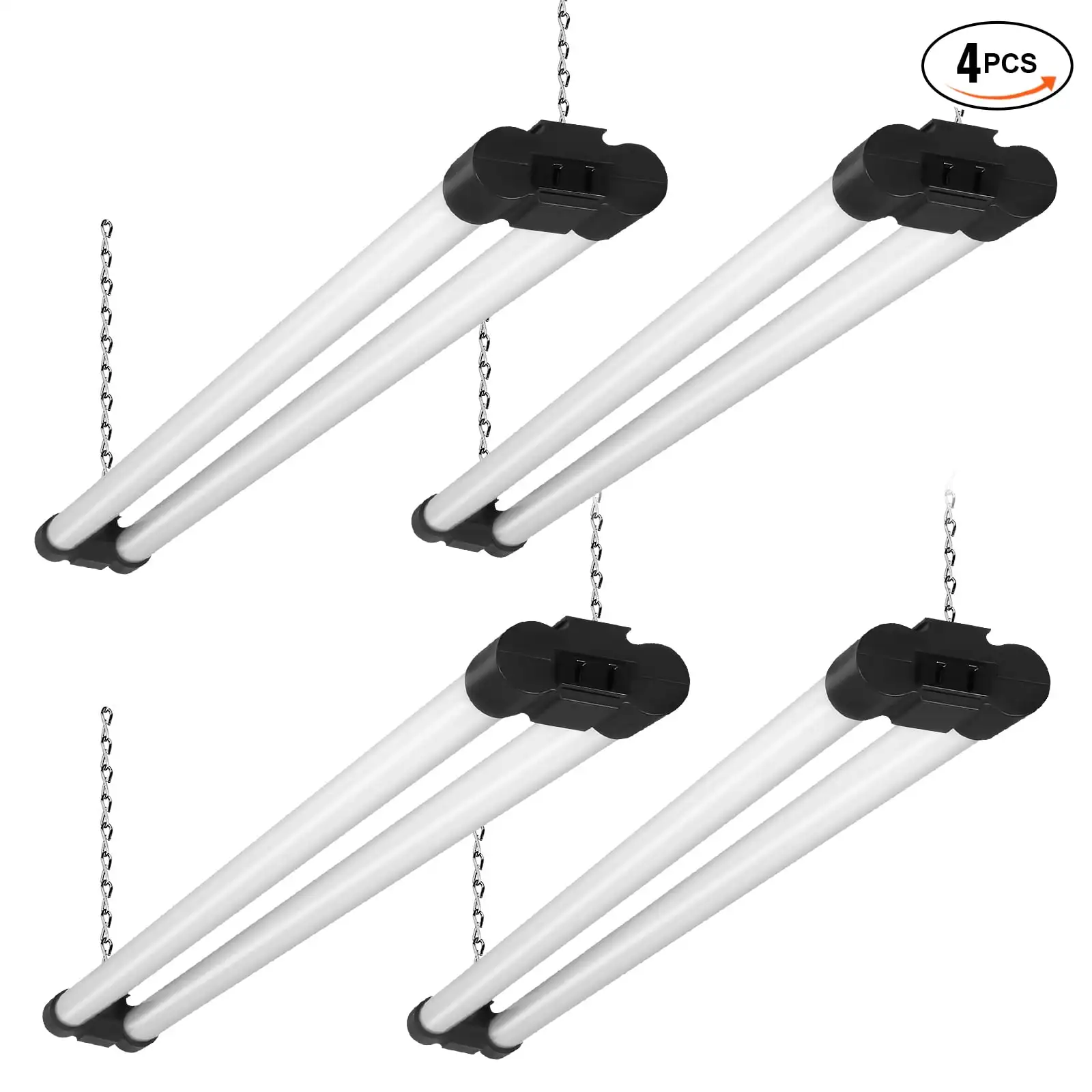 

4 Pack LED Shop Light, 4 FT, 40W Linkable Shop Light Fixture, 4500 LM Surface & Hanging Mount Ceiling Lights 59 in Power Cords