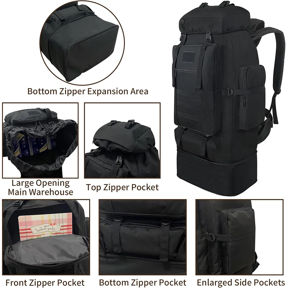 Bild 4: 100L Bergsteigen Tasche Jagd Schulter Gepäck Große Tasche Multifunktionale Camouflage Rucksack Für Wandern Camping Outdoor Sport