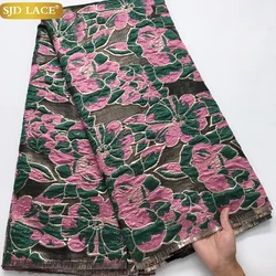 SJD LACE African Tulle Brocade Lace Fabrics 2025 High Quality Nigerian French Jacquard Gilded for Women Wedding Party Dress 4002