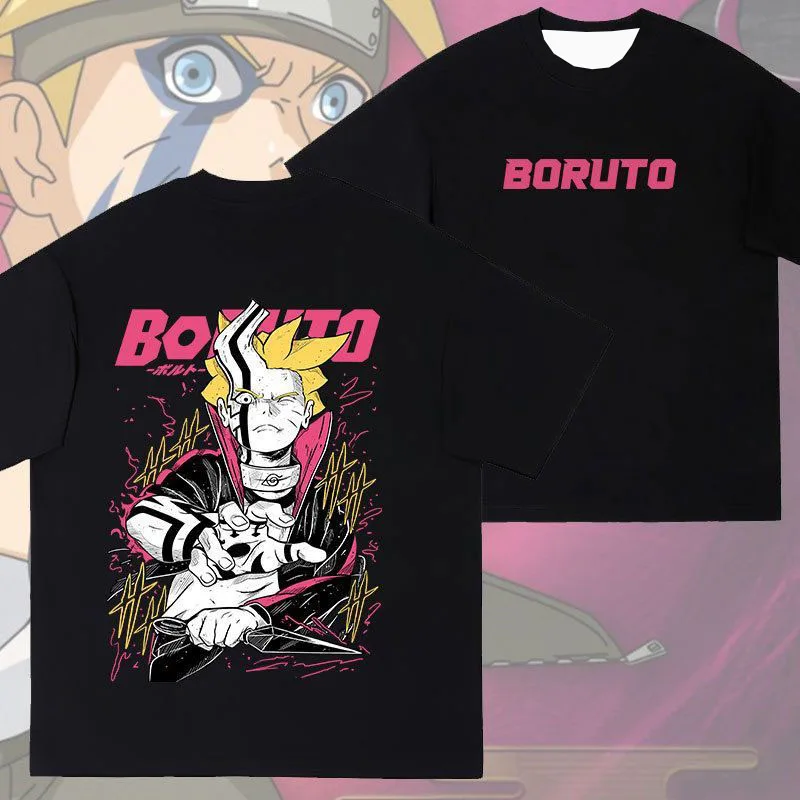 تي شيرت Naruto Boruto 3D للرجال والنساء بأكمام قصيرة، ملابس فضفاضة بطبقة أساسية، ملابس صيفية أنيميوم