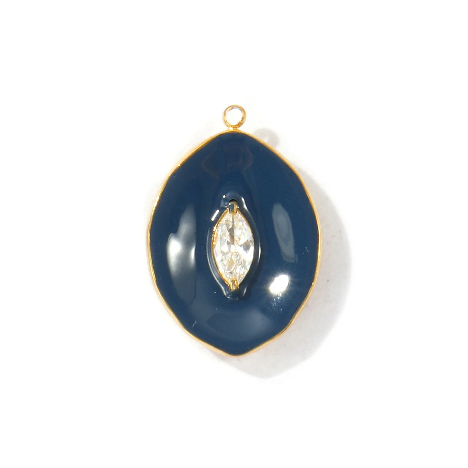 2 Stück Emaille-Oval-Anhänger in Augenform, 18 Karat vergoldet, 304 Edelstahl, zum Selbermachen von Halsketten und Schmuck, Großhandel, 25 x 18 mm. – Detail 5