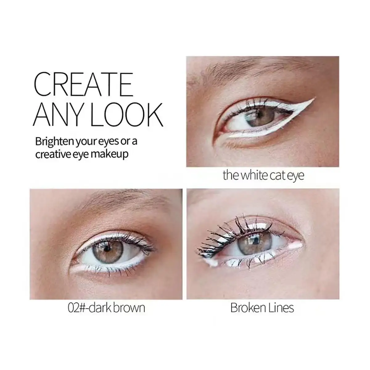 Matte White Wood Eyeliner, Eyeshadow Pen, Waterproof and Smudge-proof, Easy To Use for Beginners, Suitable for All Skin Types