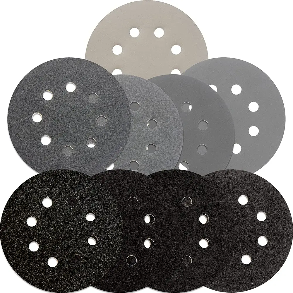 

5 inch Wet Dry Sanding Discs 54pcs Hook & Loop 80-3000 Grit Silicon Carbide for Orbital Sander with Tack Cloth