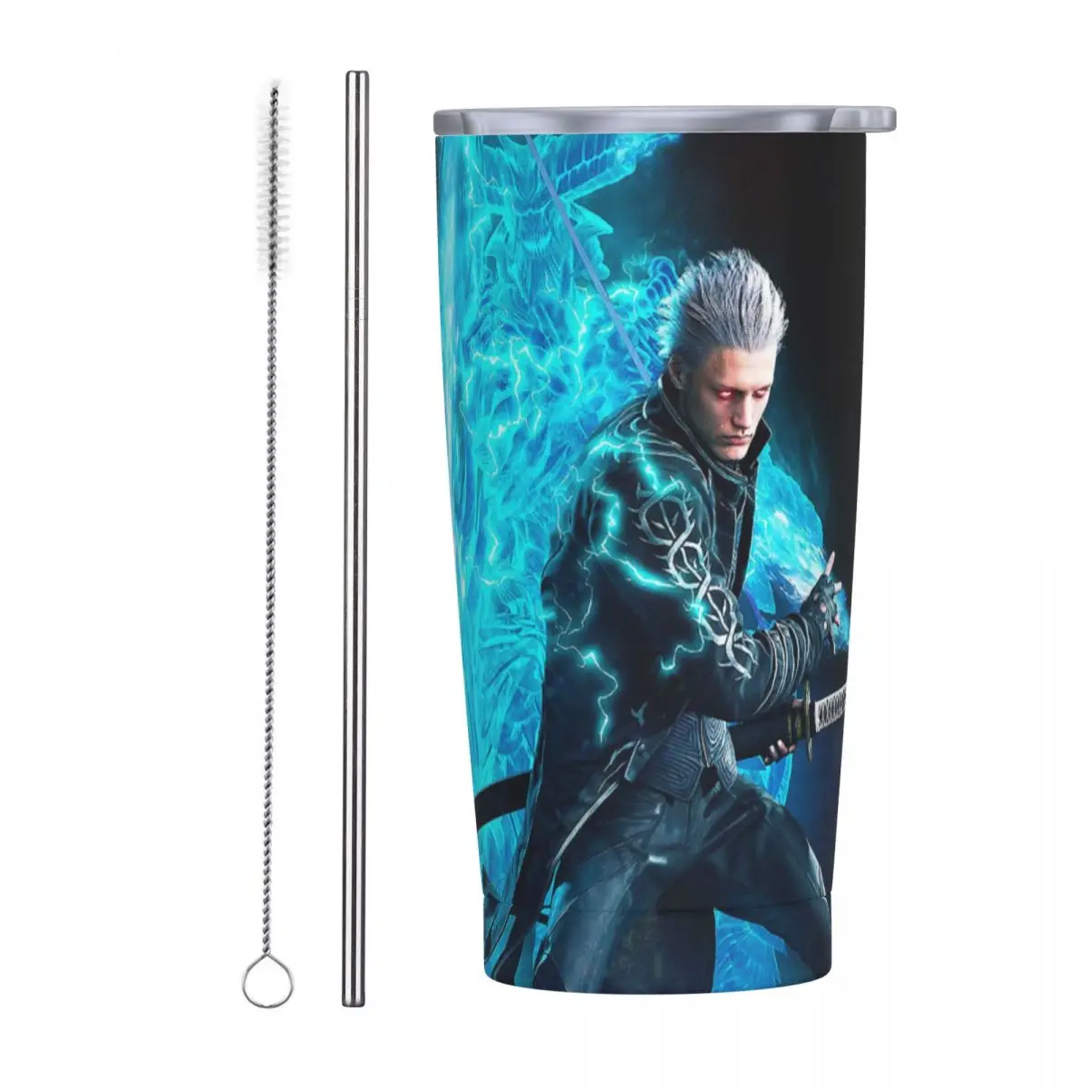 Vergil From The Devil May Cry Series Stainless Steel Tumbler Vacuum Insulated Mugs Thermal Cold Cups Straws With Lid 20oz