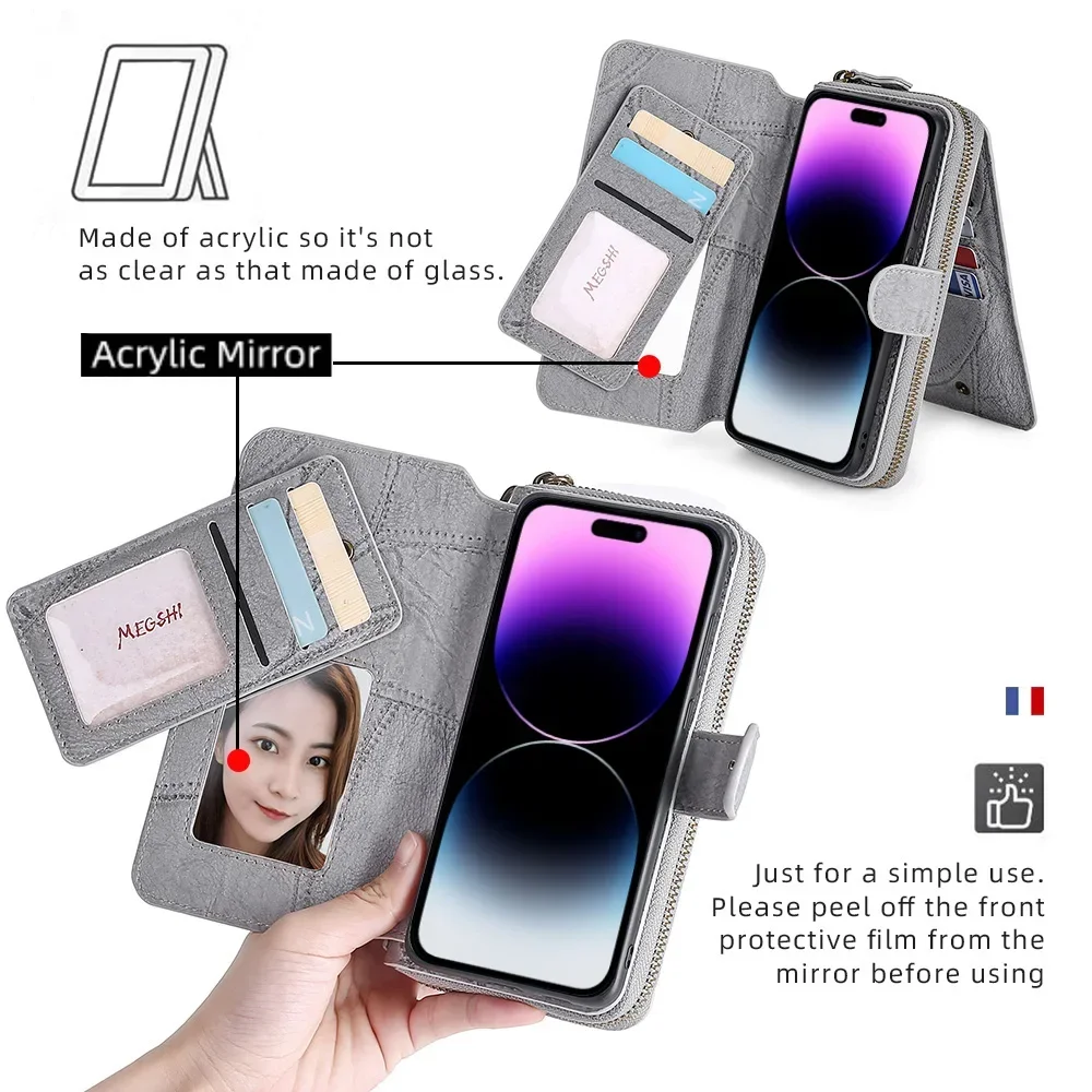 Custodia per telefono portatile in pelle a portafoglio retrò per IPhone 16 15 14 13 12 Mini 11 ProMax XS XR Plus Borsa con slot per schede Custodia magnetica