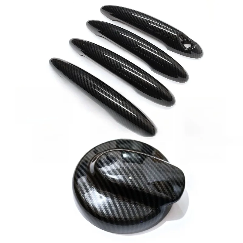 Außenliegende Türgriffe für BMW Cooper S R Serie R50 R53 R55 R56 R58 R59 in Hochglanz-Schwarz, Ersatz-Tankdeckel aus Kohlefaser