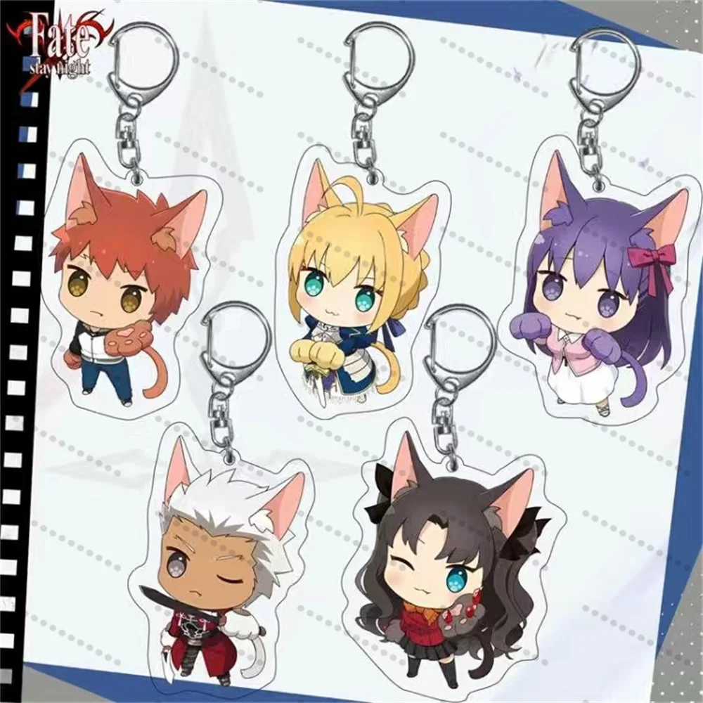 

Hot Anime Game Fate Acrylic keychain Charms Girls Pendant Llavero Kingring Key Ring Fashion Collection Original 6cm