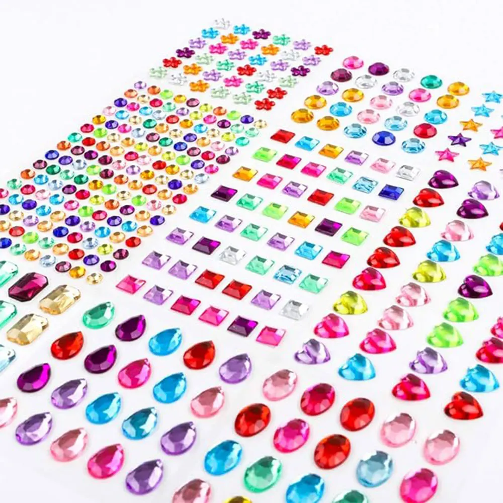 3D Rhinestone Crystal Stickers DIY Disposable Diamond Stickers Face Makeup Decorative Acrylic Stickers Diamond Phone Stickers