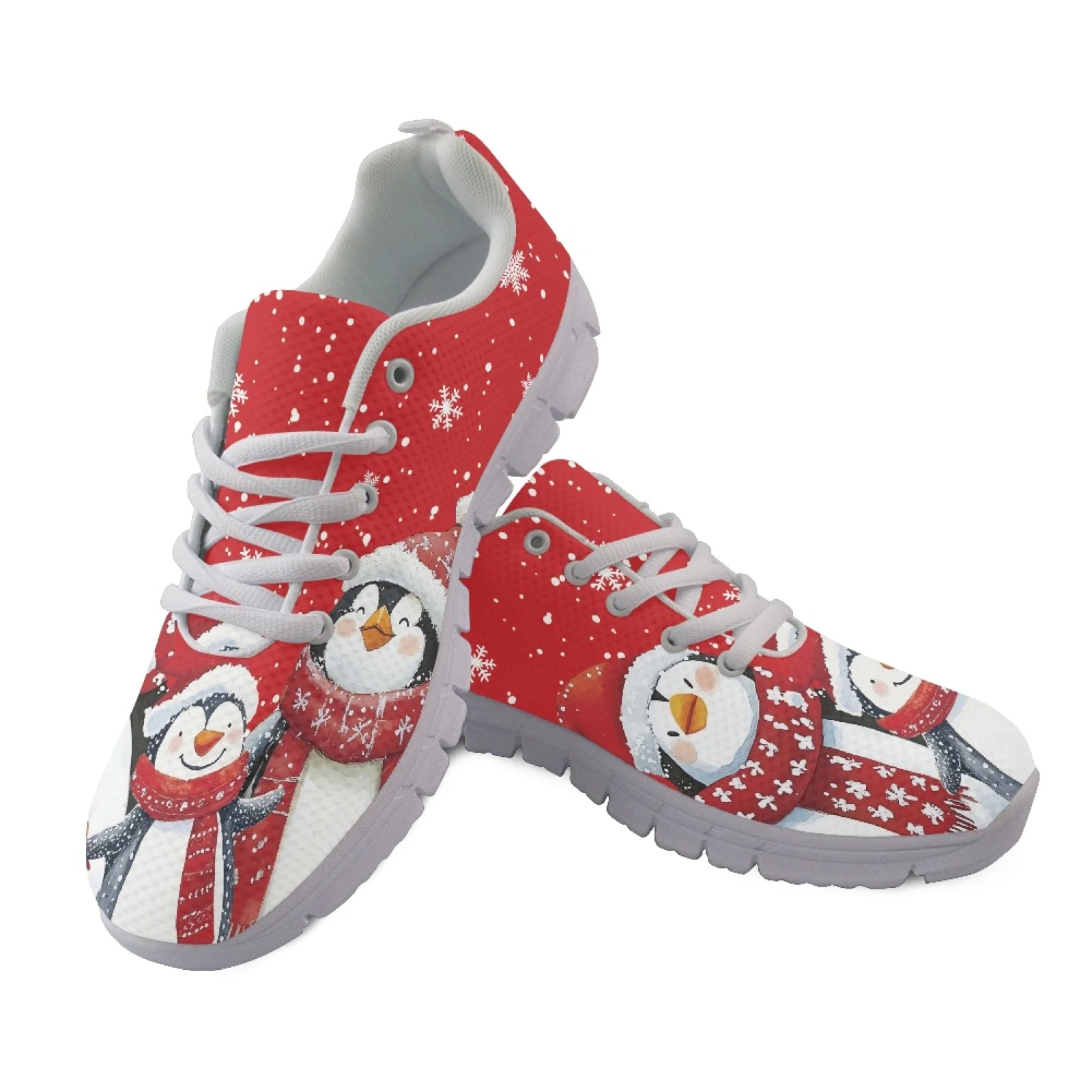 Coloranimal Santa Snowflakes Women's Sports Shoe Soft Breathable Women Sneakers for Hiking