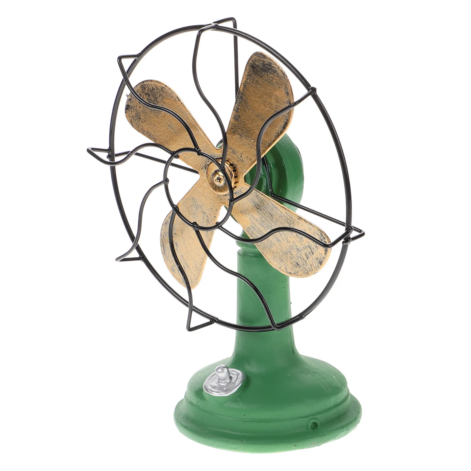 Rustic Vintage Standing Fan Decor Non Functional Distressed Iron Table Fan with Tarnished Scratches Exposed Bolts Circular Wire