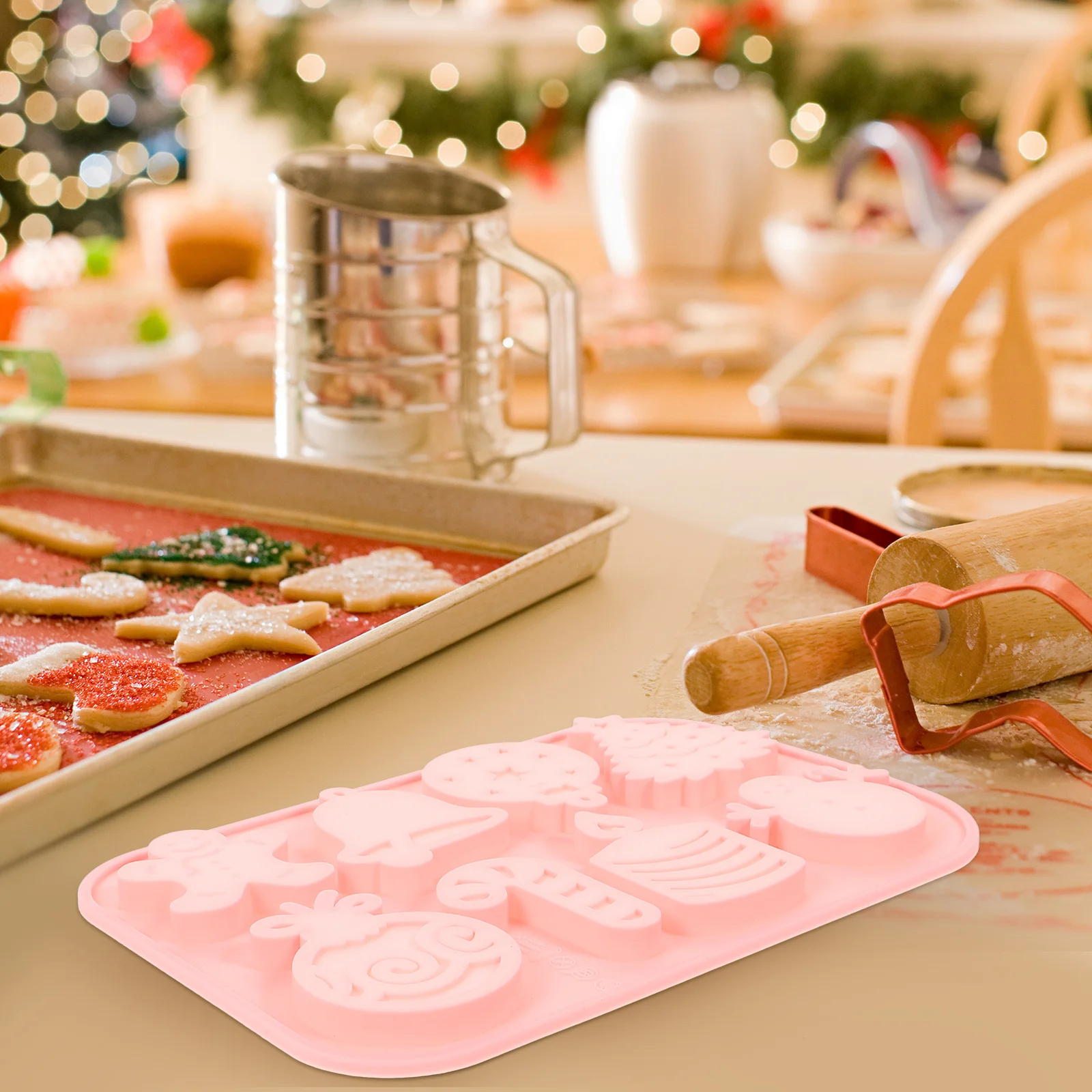 Cetakan Silikon Anti Lengket untuk Kue Cokelat, Kue Kering, Alat DIY Natal, Cetakan Silikon Natal untuk Cokelat