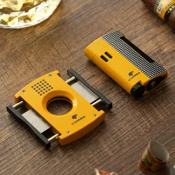 COHIBA Cigar Tool Set Alloy Metal Windproof Turbo Lighter Portable Torch Jet Lighter Cigar Puncher Sharp Cigar Cutter Men's Gift