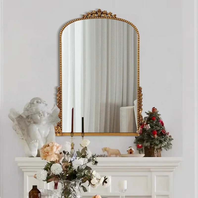 Vintage antique wood arch art decoration home living room floor mirror