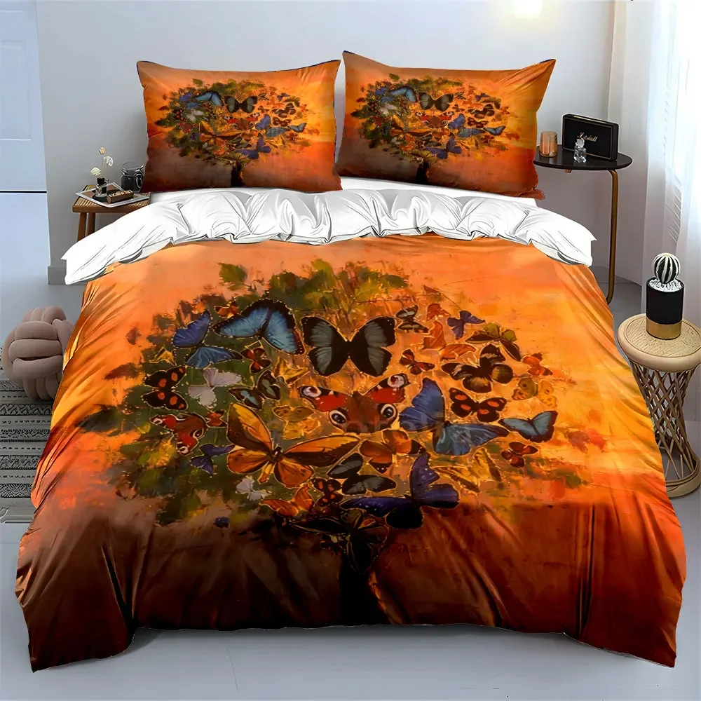 Butterfly Tree Three-Piece Set Soft Comfortable Duvet Cover Bedding Set Included 1*Duvet Cover & 2*Pillowcases, gift