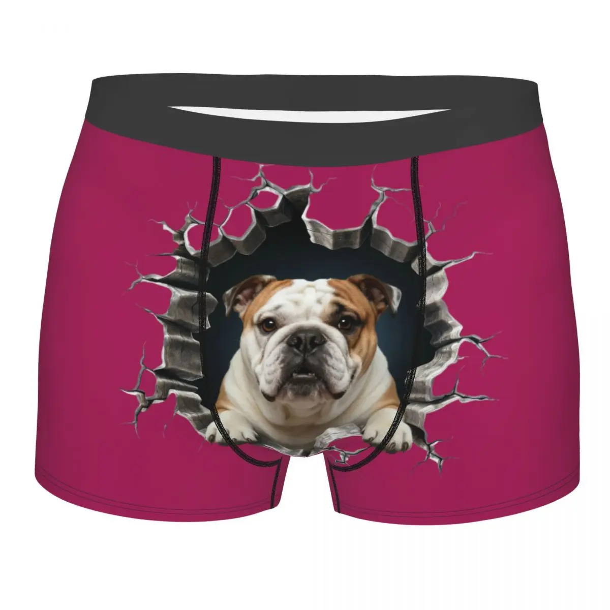 Breaking Through English Bulldog Boxer Shorts Wedding Gift Men Dog Lover Underwear Panties Briefs Breathable Underpants