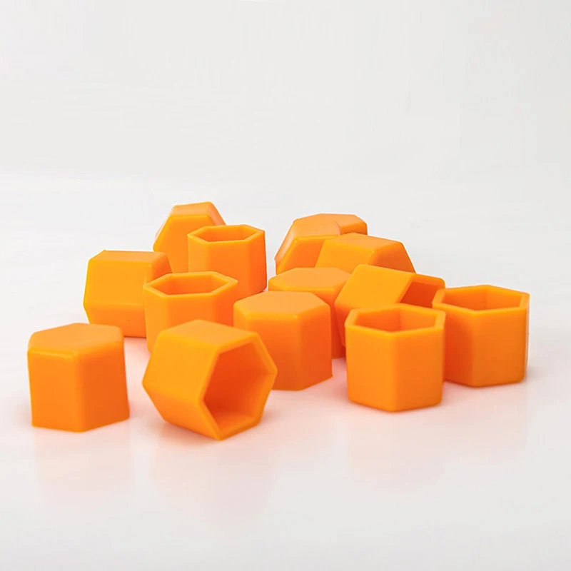 20pcs 17mm 19mm 21mm Orange Wheel Caps Bolts Covers Nuts Silicone Hub Protectors Screw Cap styling Anti Rust Cover15/17/19/21MM