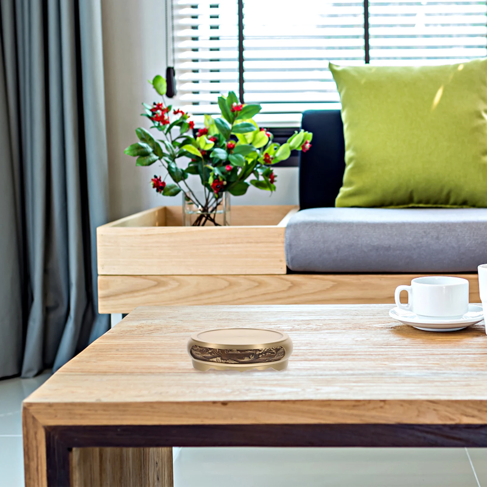 

Медная пепельница, большой держатель, настольная основа для дома и офиса, металлический круглый поднос для сигарет в стиле ретро, гладкая поверхность, винтажный декор, безопасный, надежный