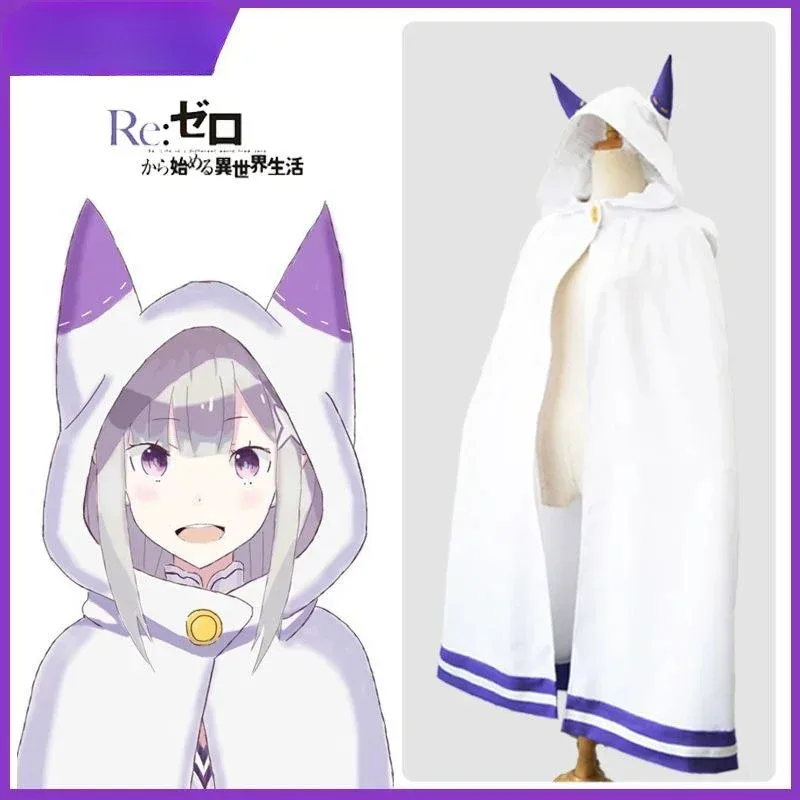 

CosplayRe Life In A Different World From Zero Emilia Cosplay Costume White Cloak Halloween Christmas Party Outfits Cape Women Gi