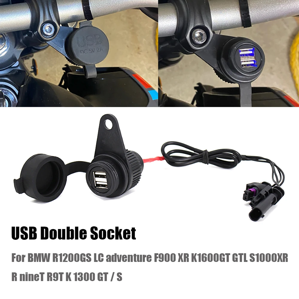 

NEW Motorcycle Parts USB Double Socket For BMW R1200GS LC adventure F900 XR K1600GT GTL S1000XR R nineT R9T K 1300 GT / S