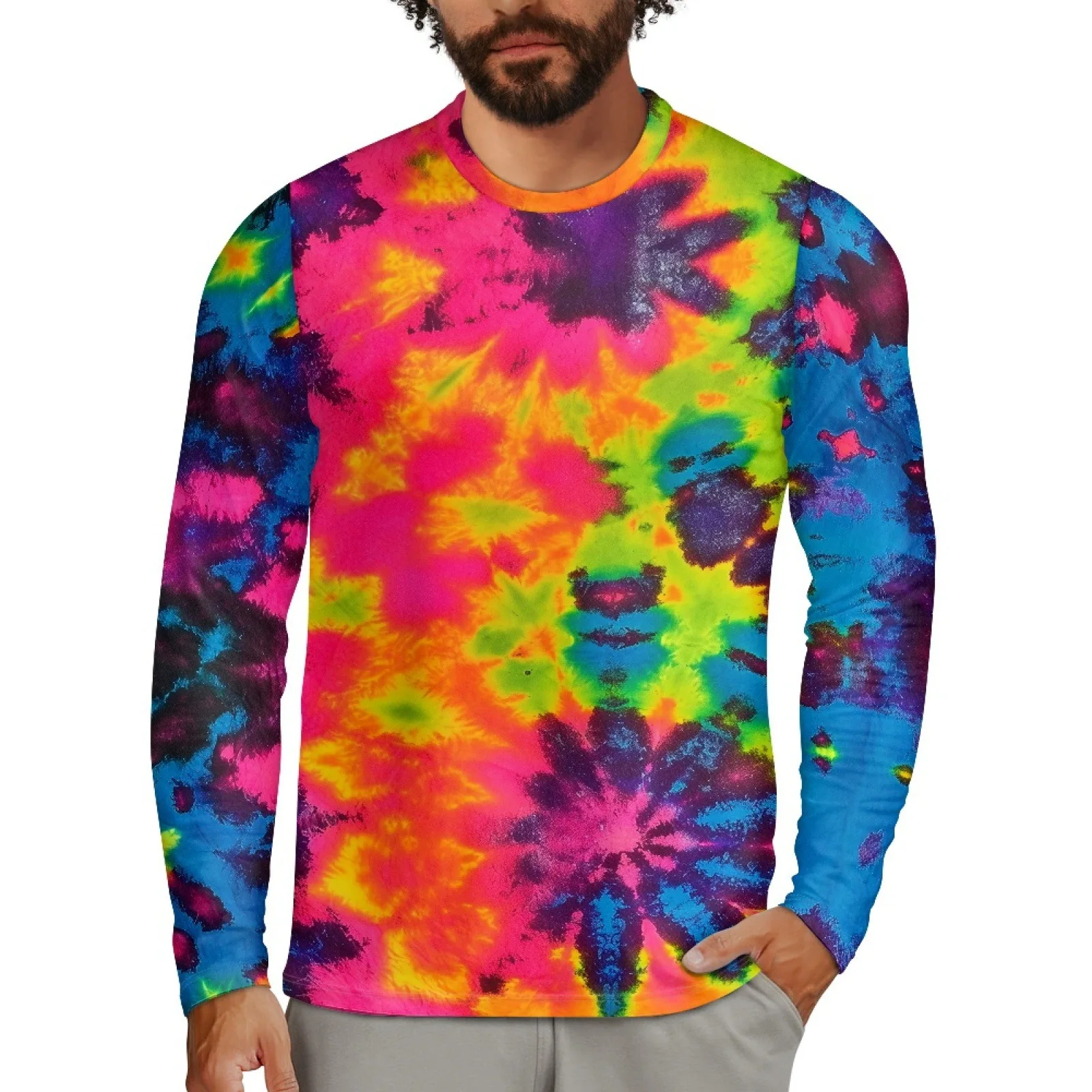 Colorful Tie Dye 3D Print T-Shirts Men Women Round Neck Long Sleeve T Shirt Streetwear Harajuku Pullovers Tees Tops Kid Clothing