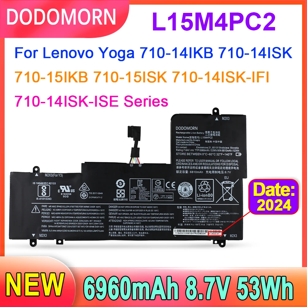 DODOMORN-batería para ordenador portátil, pila para Lenovo ThinkPad Yoga 710-14IKB 710-14ISK 710-15IKB 710-15ISK 710-14ISK-IFI 710-14ISK-ISE, L15M4PC2