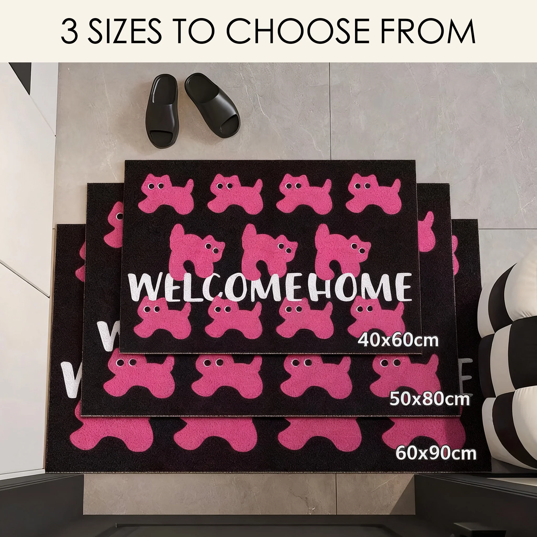 Paillasson d'entrée chat rose Cool, tapis de sol antidérapant en PVC, Style Ins, porche d'entrée, couloir, décoration de maison, tapis de dépoussiérage