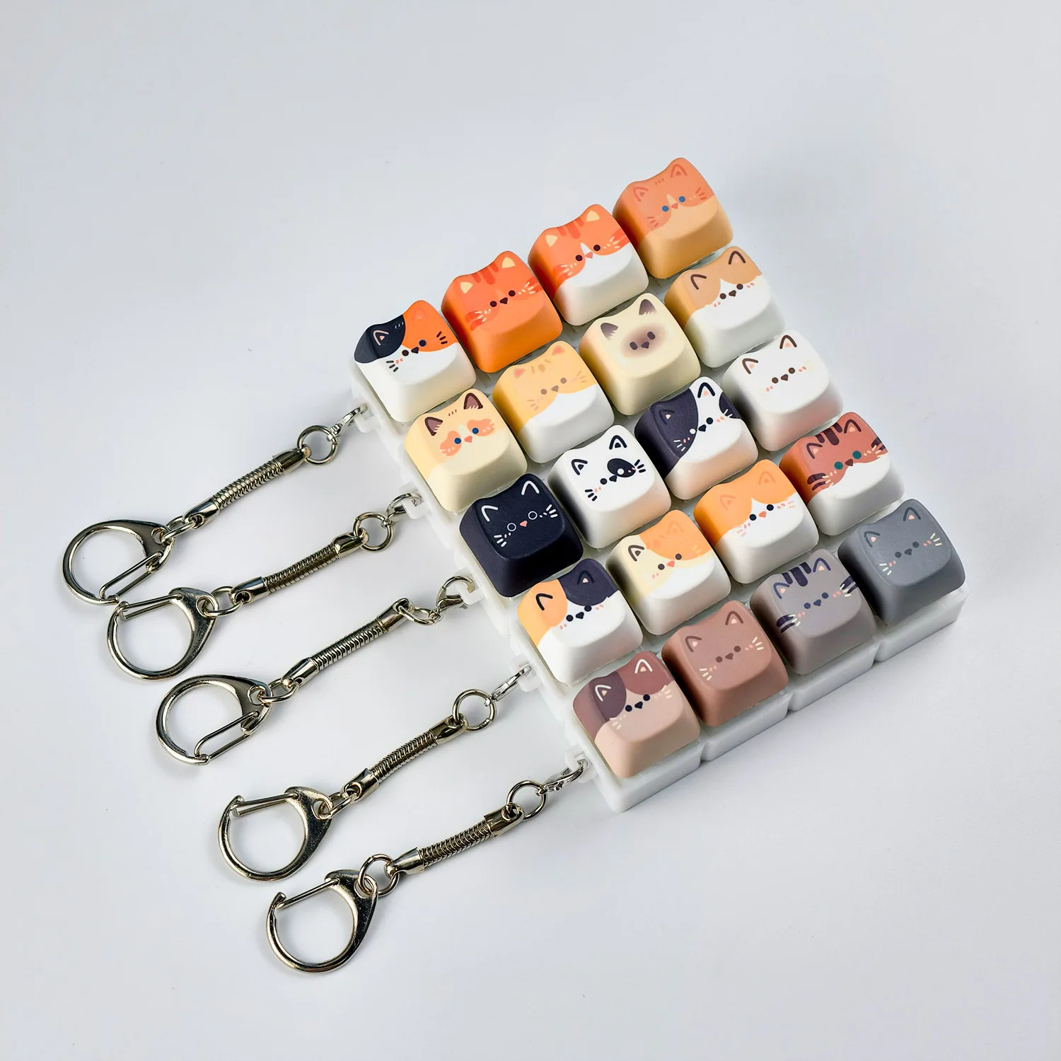 MAIMOOO Cute Cat Mechanical Keyboard Switch Tester Kawaii Keycap Keychain Creative Fidget Toy Bag Pendant Gifts for Kitten Fans