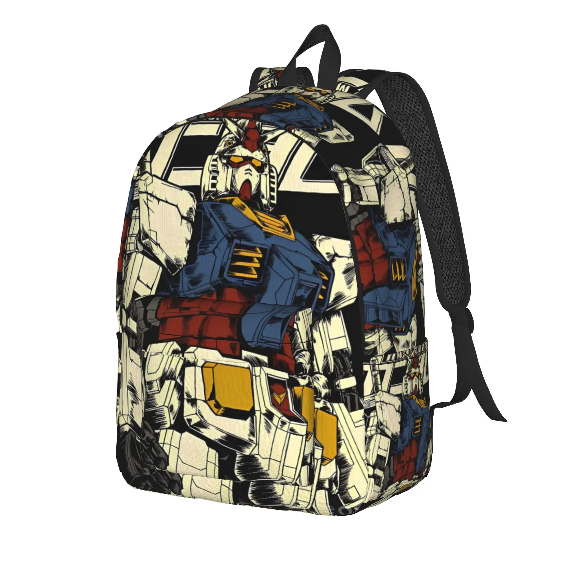 Gundam Backpack Cartoon  Student Polyester University Backpacks Big Cool School Bags Rucksack