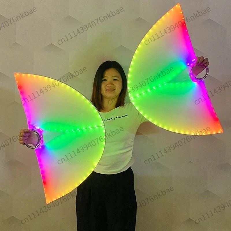 Glowing Sound Control LED Light Fan Luminous Stage Prop, Light Up Hand Fan for Night Club Bar Rave Disco  Live Performance Decor