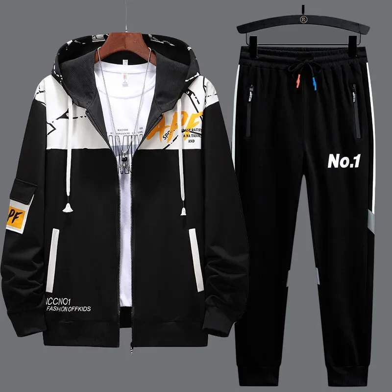 2023 Spring Autumn Mens Fashion Tracksuit Jacket and Sweatpants Two Piece Set Hip Hop Streetwear Male Outfit Suit Trendy Men Set