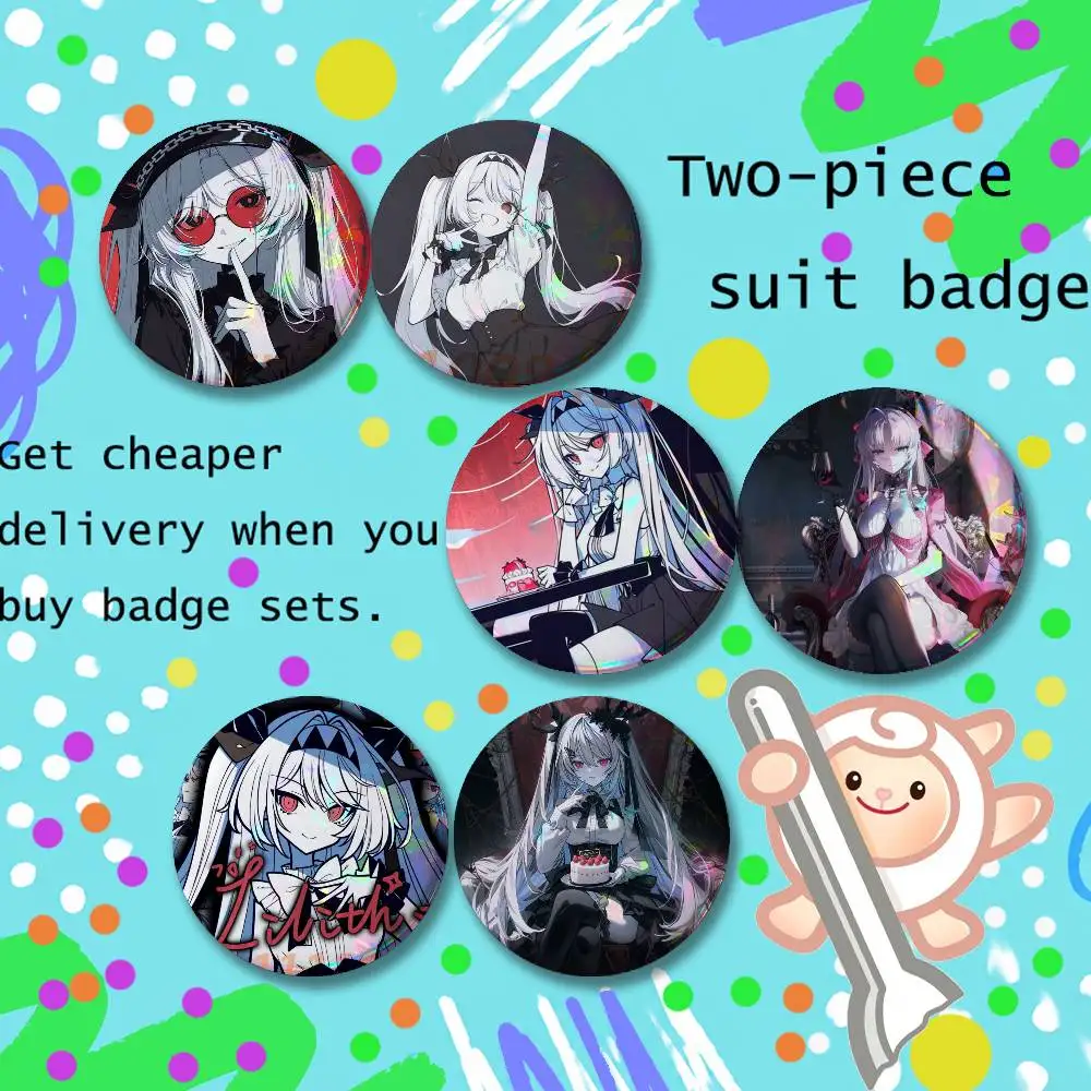 Brooches for Backpack 25,32,44,58,75mm Round Enamel Lilith The NOexistenceN of You AND Me Pins 2-piece set Cartoon Anime Badge