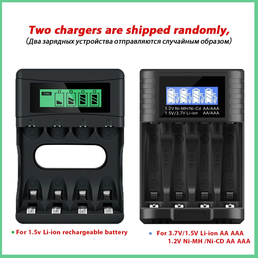 1.5v AA Battery Charger with LCD Display Smart Charger for 1.5v Lithium Li-ion Rechargeable Battery AAA