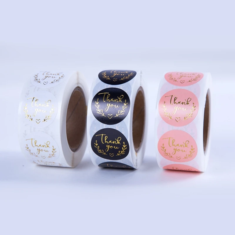 500Pcs 2.5cm/3.8cm Gold Thank You Stickers Round Label for Business Baking Packaging Wedding Party Gift Sealing Stickers Decor