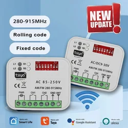 Universal 280-915MHz 433 868mhz Tuya WIFI Garage Door Remote Control Receiver AC DC 9-30V 85-250V Smart Switch Module