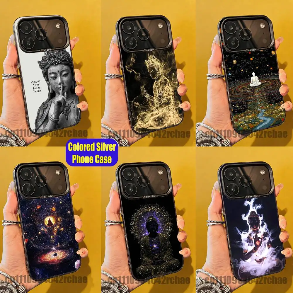 

For Buddha Custom Phone Case iPhone 15,16,12,14,13,17,11,E,Pro,Max,Plus,Air,Mini Color Silver Cover