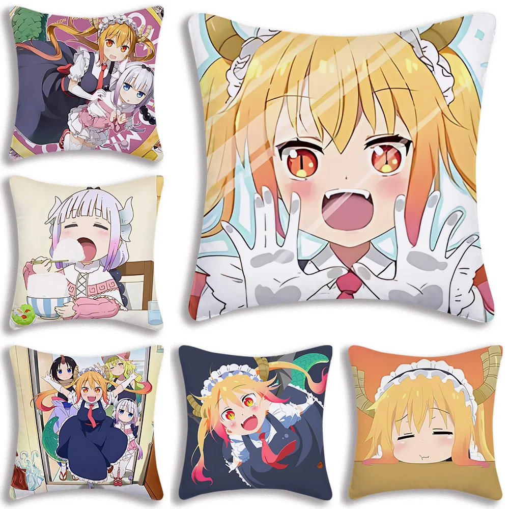 

Kobayashi San Chi No Maid Dragon Pillow Covers Cartoon Sofa Decorative Home Double-sided Printing Short Plush Cute Cushion Cover