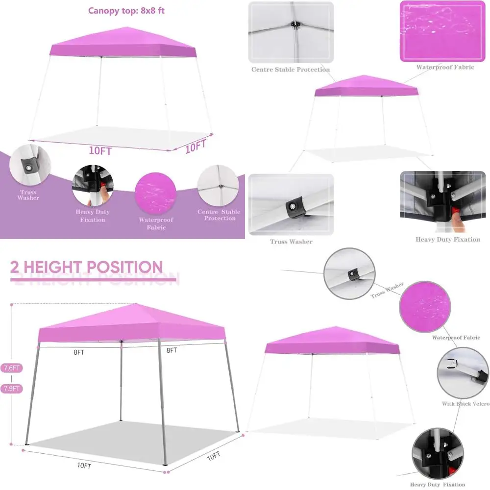 

Portable 8x10 Outdoor Gazebo with Carrying Bag, Pink Patio Shelter